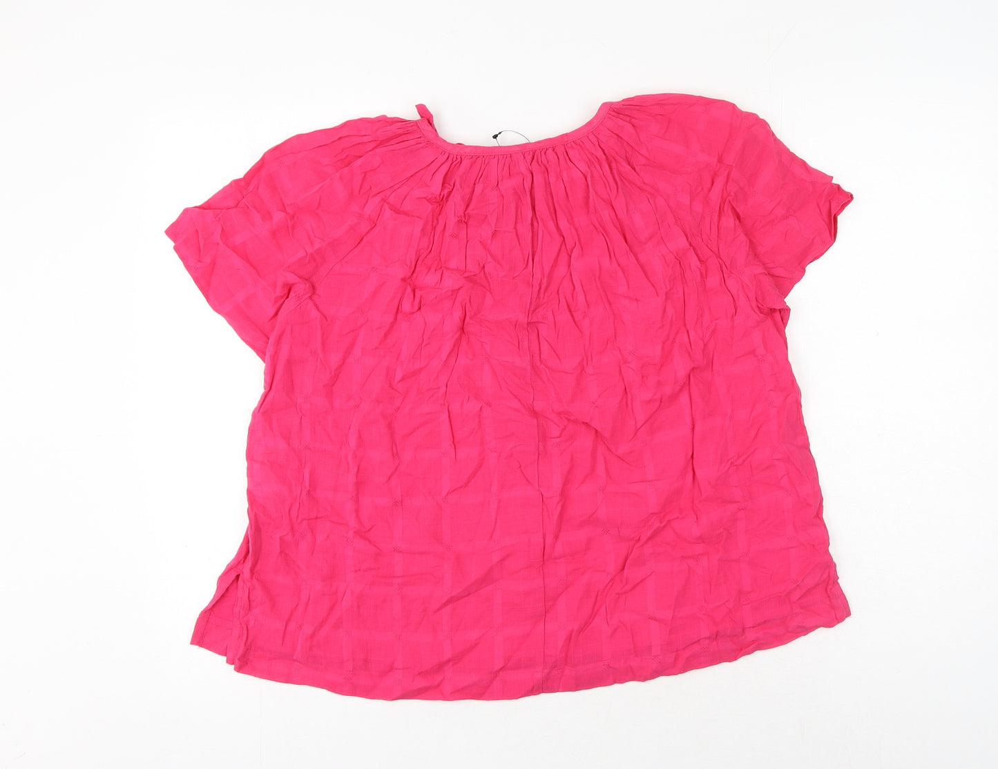 Marks and Spencer Womens Pink Cotton Basic Blouse Size 6 Round Neck