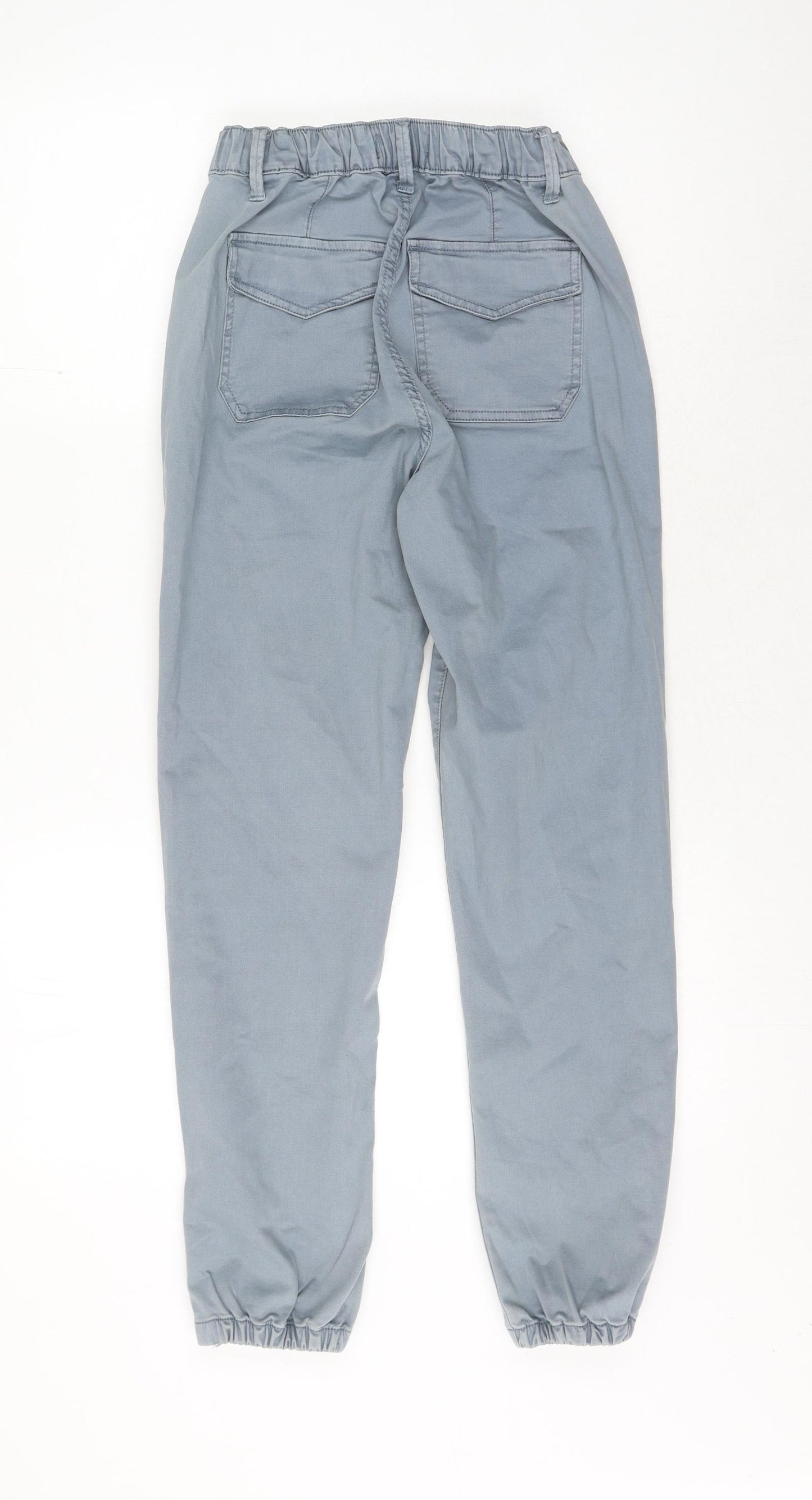 Marks and Spencer Womens Blue Cotton Chino Trousers Size 6 L27 in Regular Zip