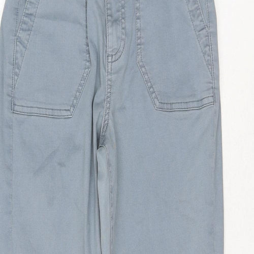 Marks and Spencer Womens Blue Cotton Chino Trousers Size 6 L27 in Regular Zip