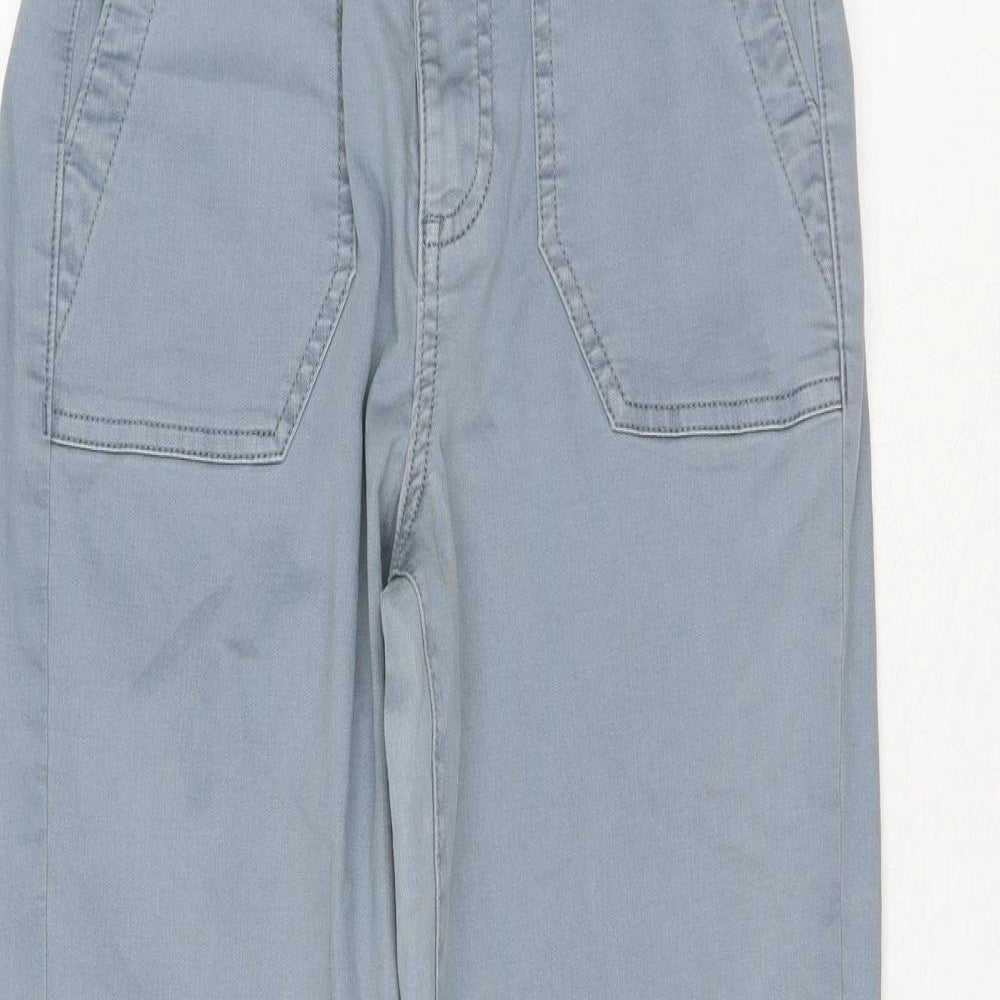 Marks and Spencer Womens Blue Cotton Chino Trousers Size 6 L27 in Regular Zip