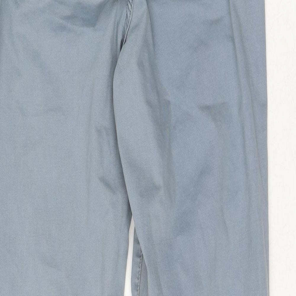 Marks and Spencer Womens Blue Cotton Chino Trousers Size 6 L27 in Regular Zip