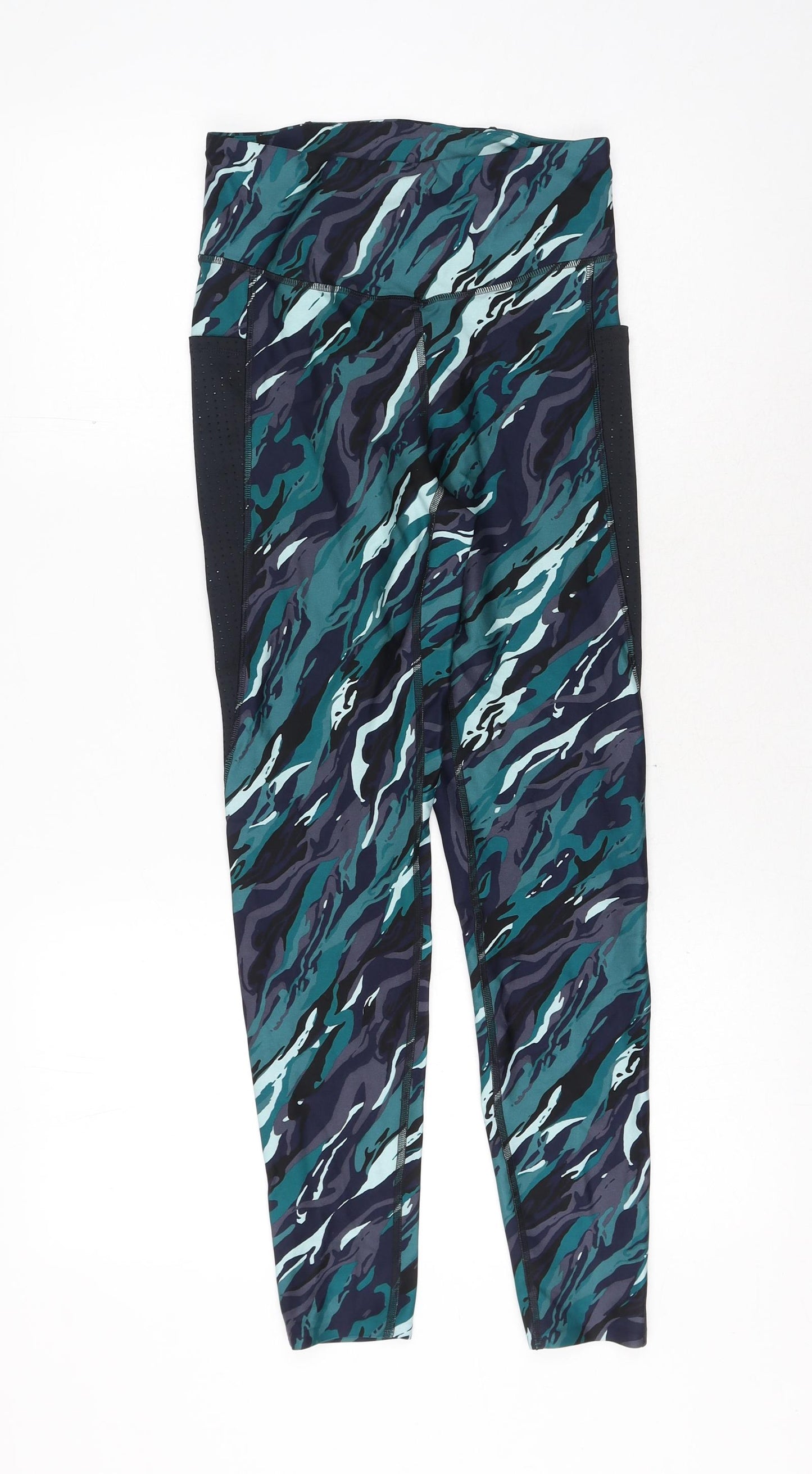 Marks and Spencer Womens Multicoloured Geometric Polyamide Compression Leggings Size 10 L26 in Regular