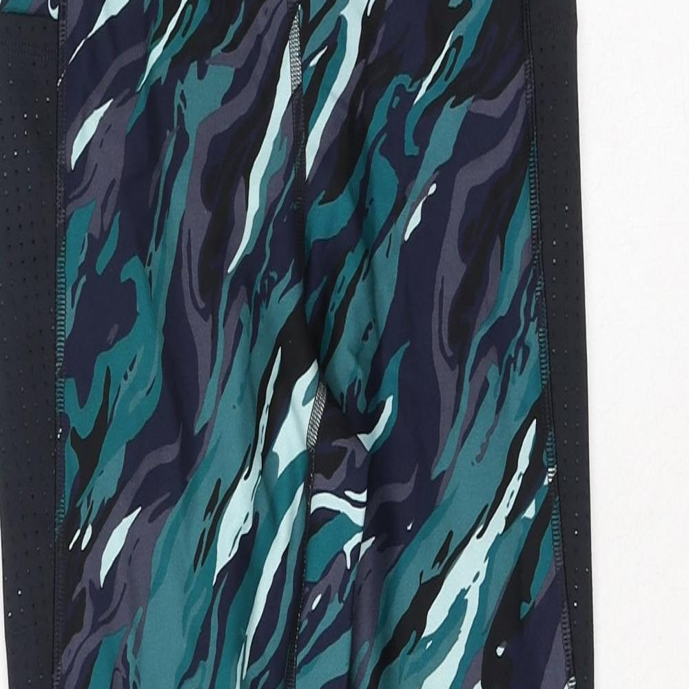 Marks and Spencer Womens Multicoloured Geometric Polyamide Compression Leggings Size 10 L26 in Regular