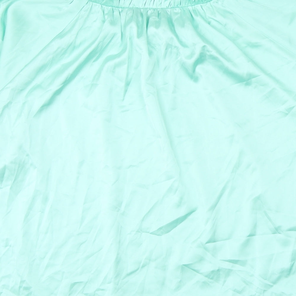Marks and Spencer Womens Green Polyester Basic Blouse Size 8 Round Neck