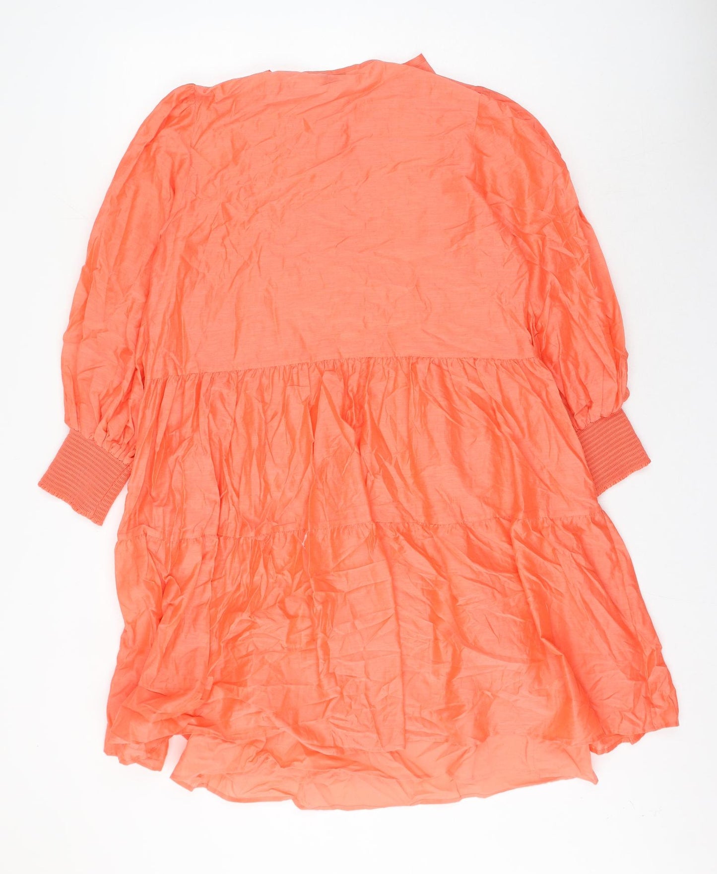 Autograph Womens Pink Cotton A-Line Size 14 Round Neck Button