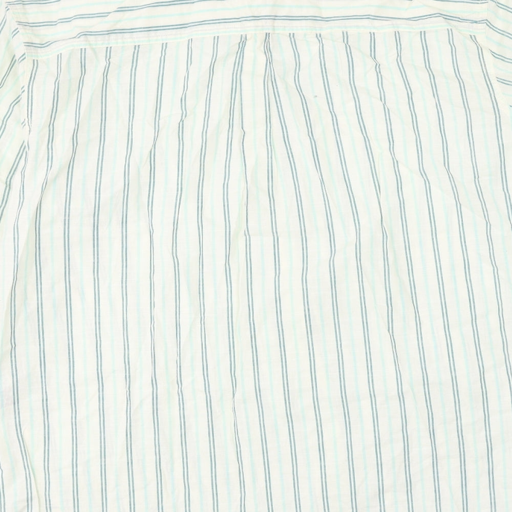 Marks and Spencer Womens White Striped Cotton Basic Button-Up Size 14 Collared