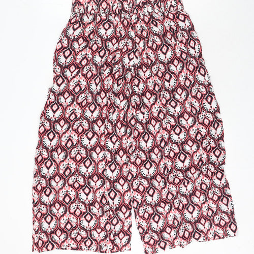 Marks and Spencer Womens Pink Geometric Viscose Cropped Trousers Size 8 L21 in Regular