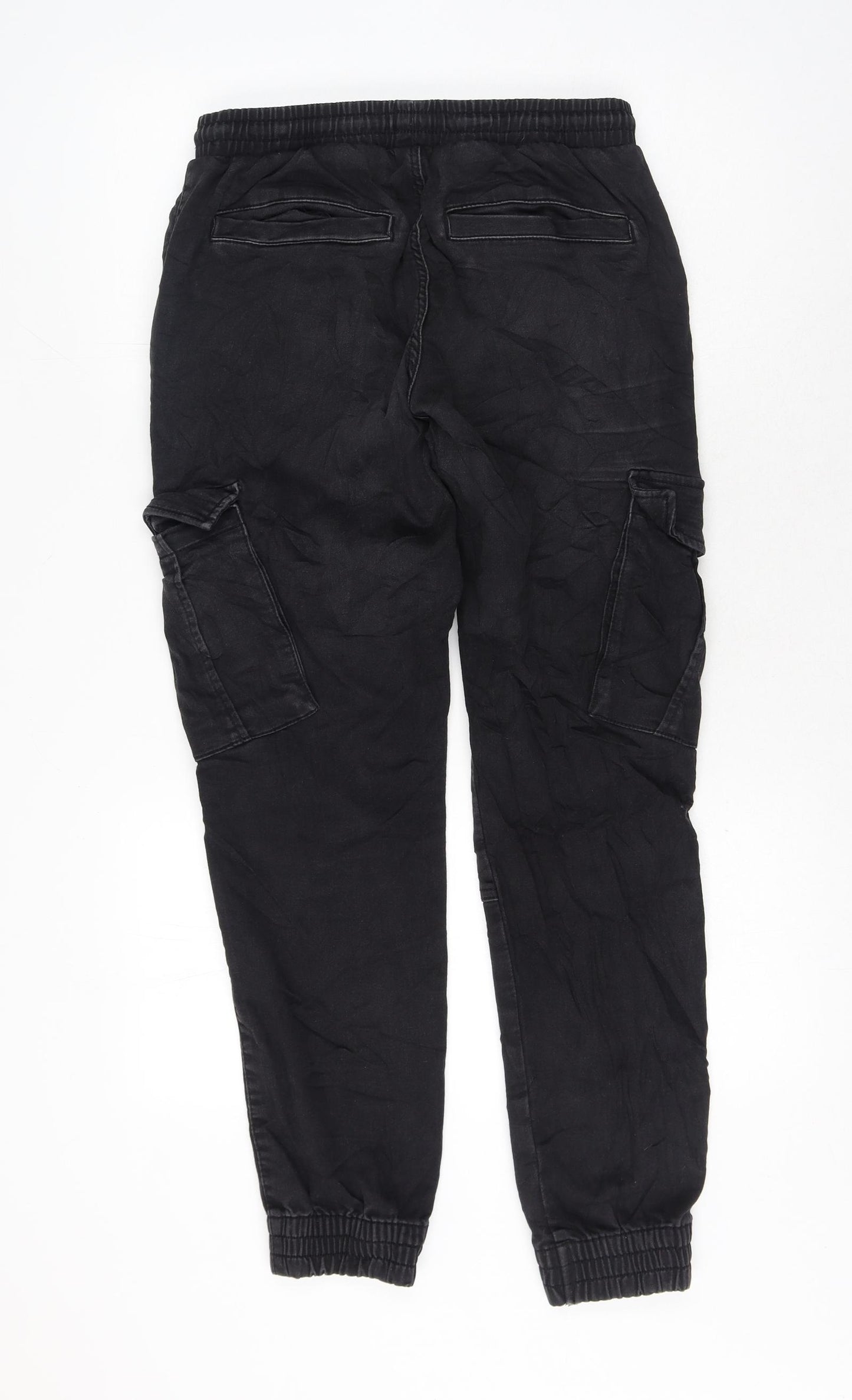F&F Mens Black Cotton Tapered Jeans Size 32 in L32 in Regular Drawstring