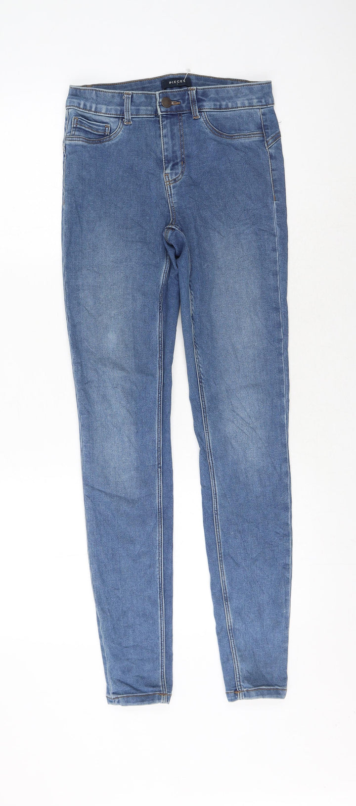 Pieces Womens Blue Cotton Skinny Jeans Size S L30 in Regular Zip