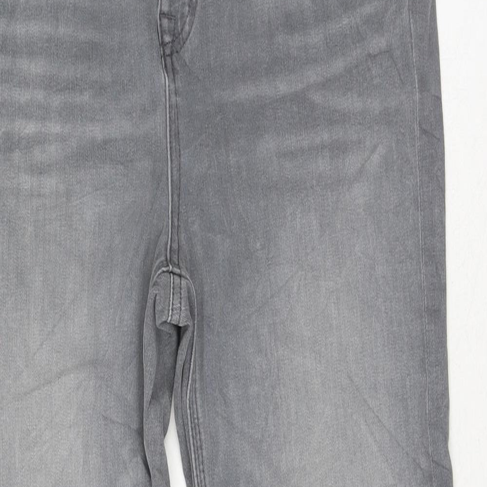 Marks and Spencer Womens Grey Cotton Straight Jeans Size 14 L28 in Regular Zip