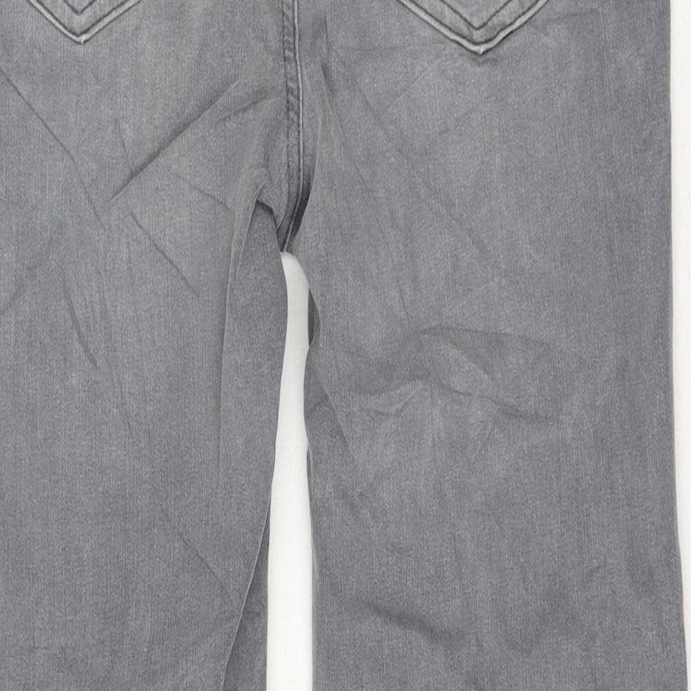 Marks and Spencer Womens Grey Cotton Straight Jeans Size 14 L28 in Regular Zip