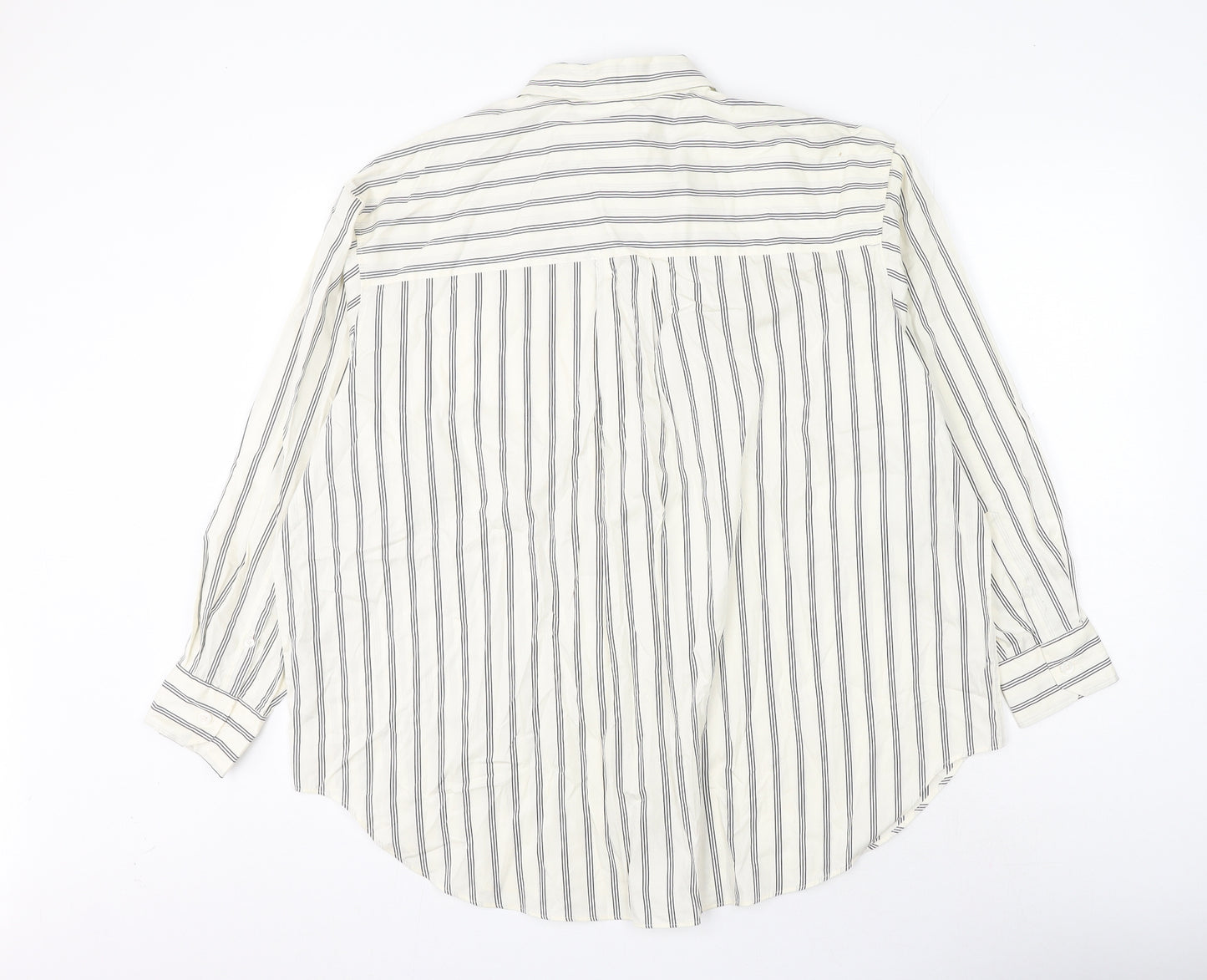 Marks and Spencer Womens Ivory Striped Cotton Basic Button-Up Size 20 Collared