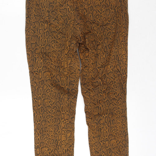 River Island Womens Brown Animal Print Cotton Skinny Jeans Size 12 L27 in Regular Zip
