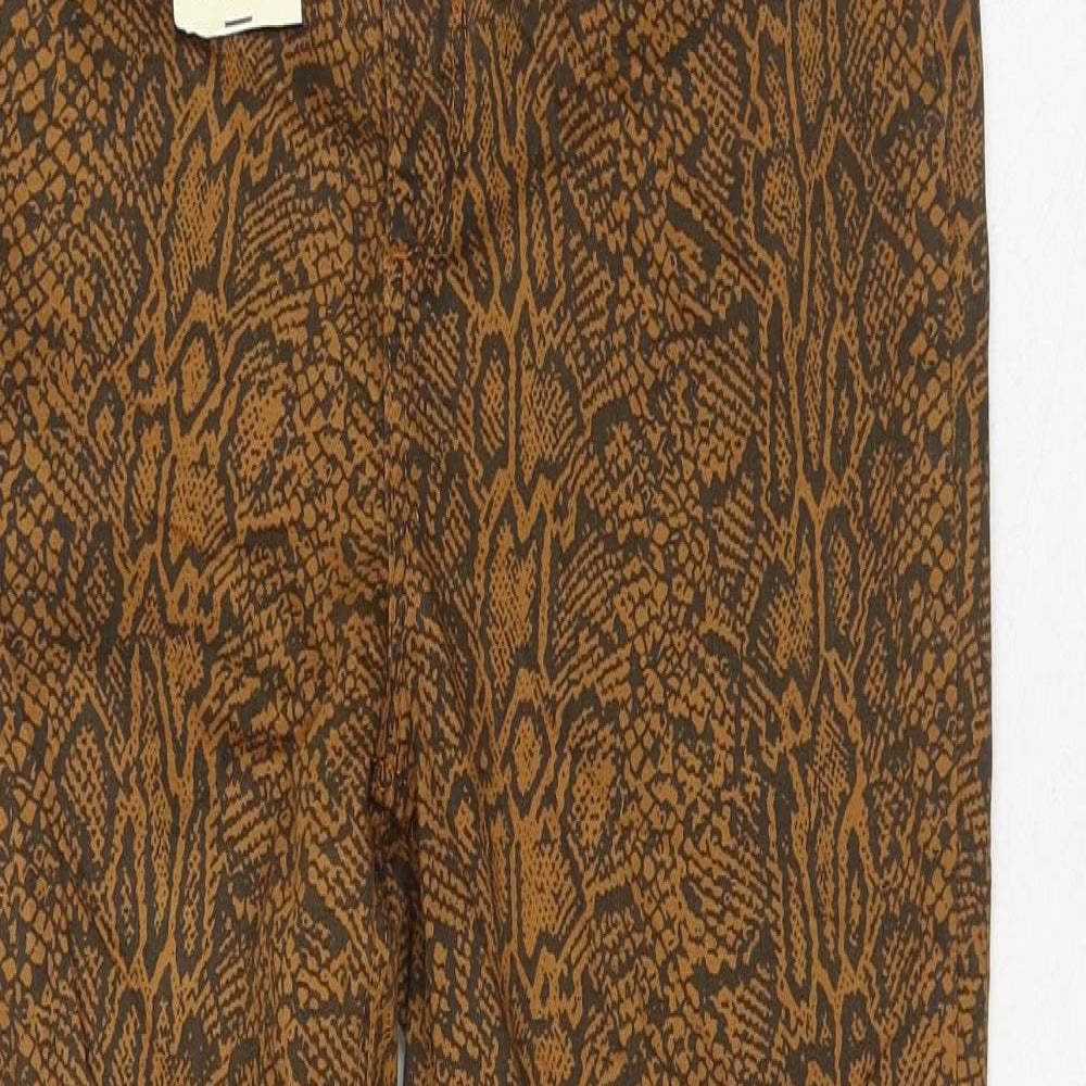 River Island Womens Brown Animal Print Cotton Skinny Jeans Size 12 L27 in Regular Zip