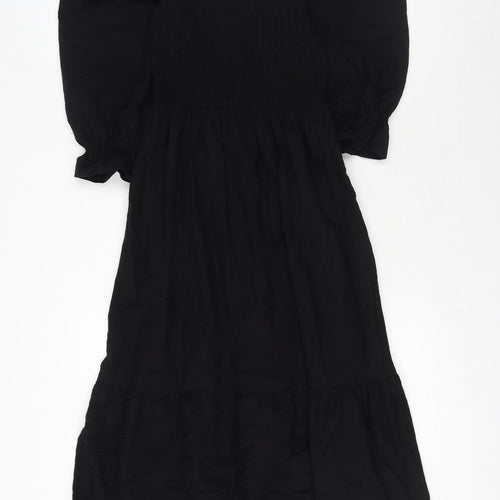 Marks and Spencer Womens Black Cotton A-Line Size 6 Square Neck Pullover