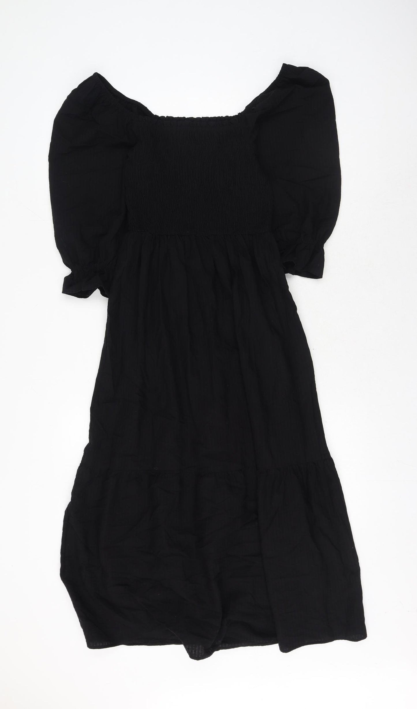 Marks and Spencer Womens Black Cotton A-Line Size 6 Square Neck Pullover