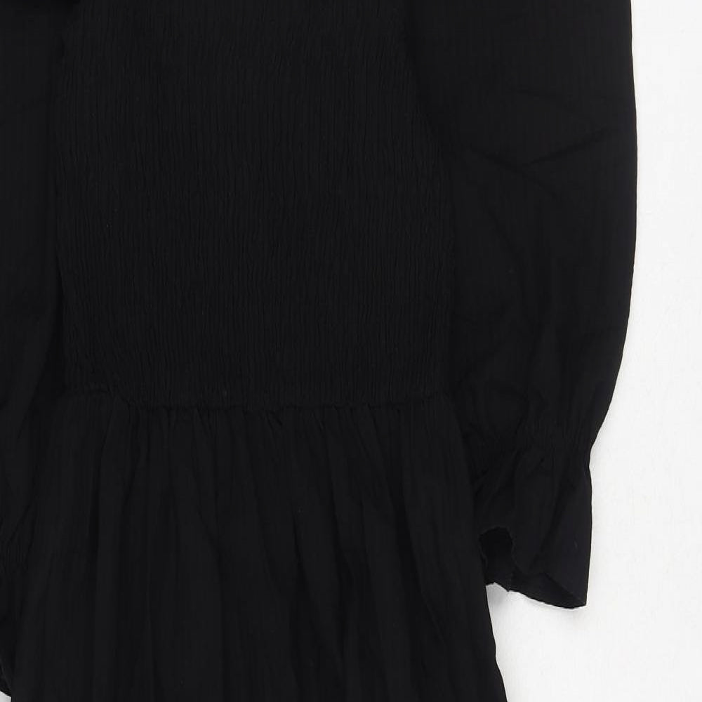 Marks and Spencer Womens Black Cotton A-Line Size 6 Square Neck Pullover