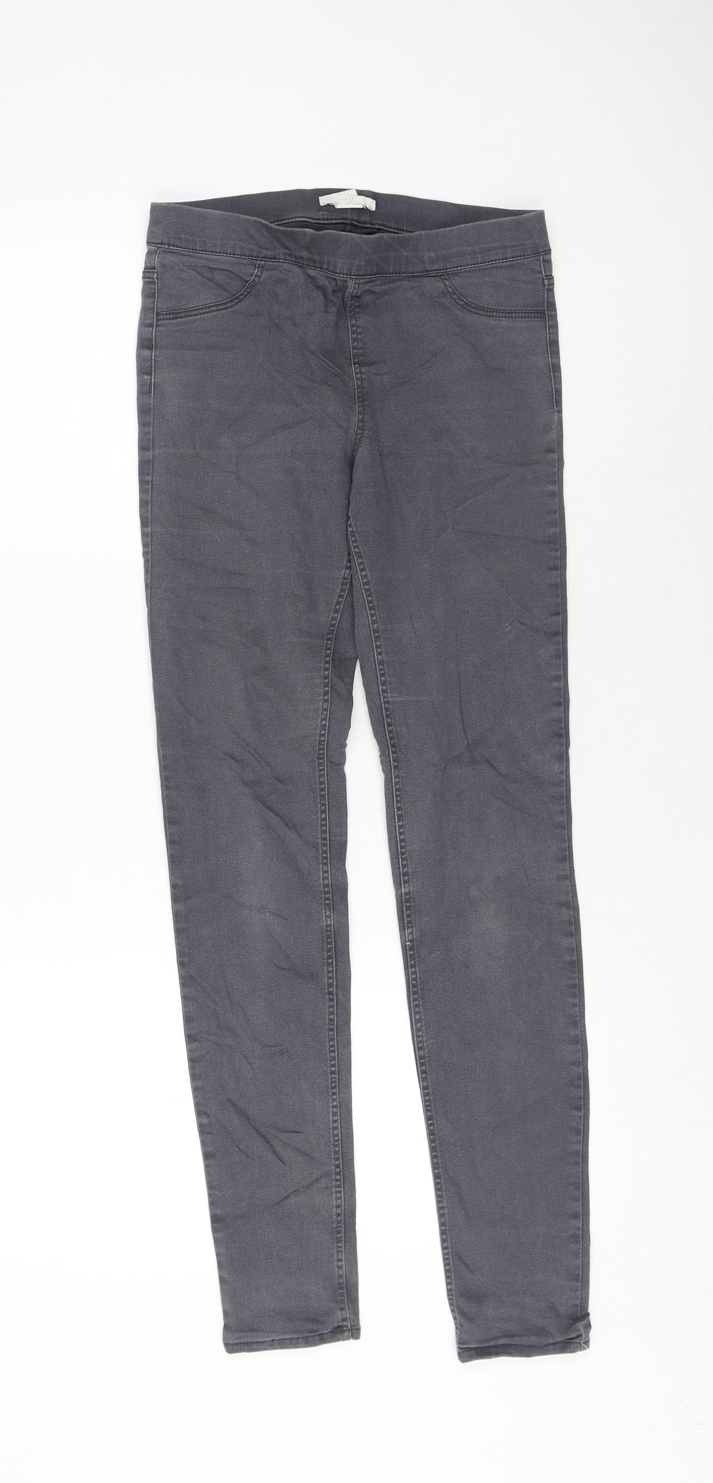 H&M Womens Grey Cotton Skinny Jeans Size 8 L29 in Regular