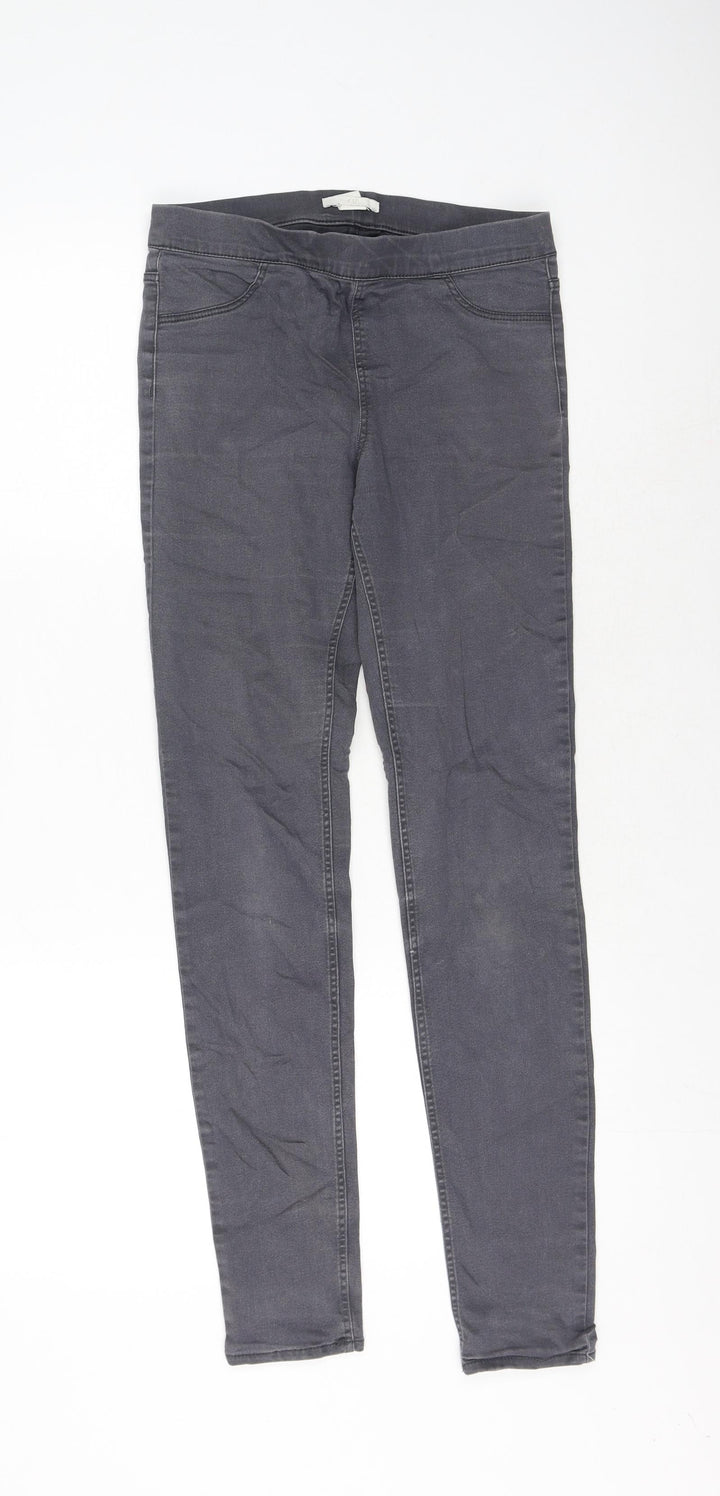 H&M Womens Grey Cotton Skinny Jeans Size 8 L29 in Regular
