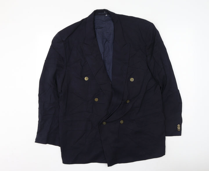Button Hole Mens Blue Polyester Jacket Suit Jacket Size 46