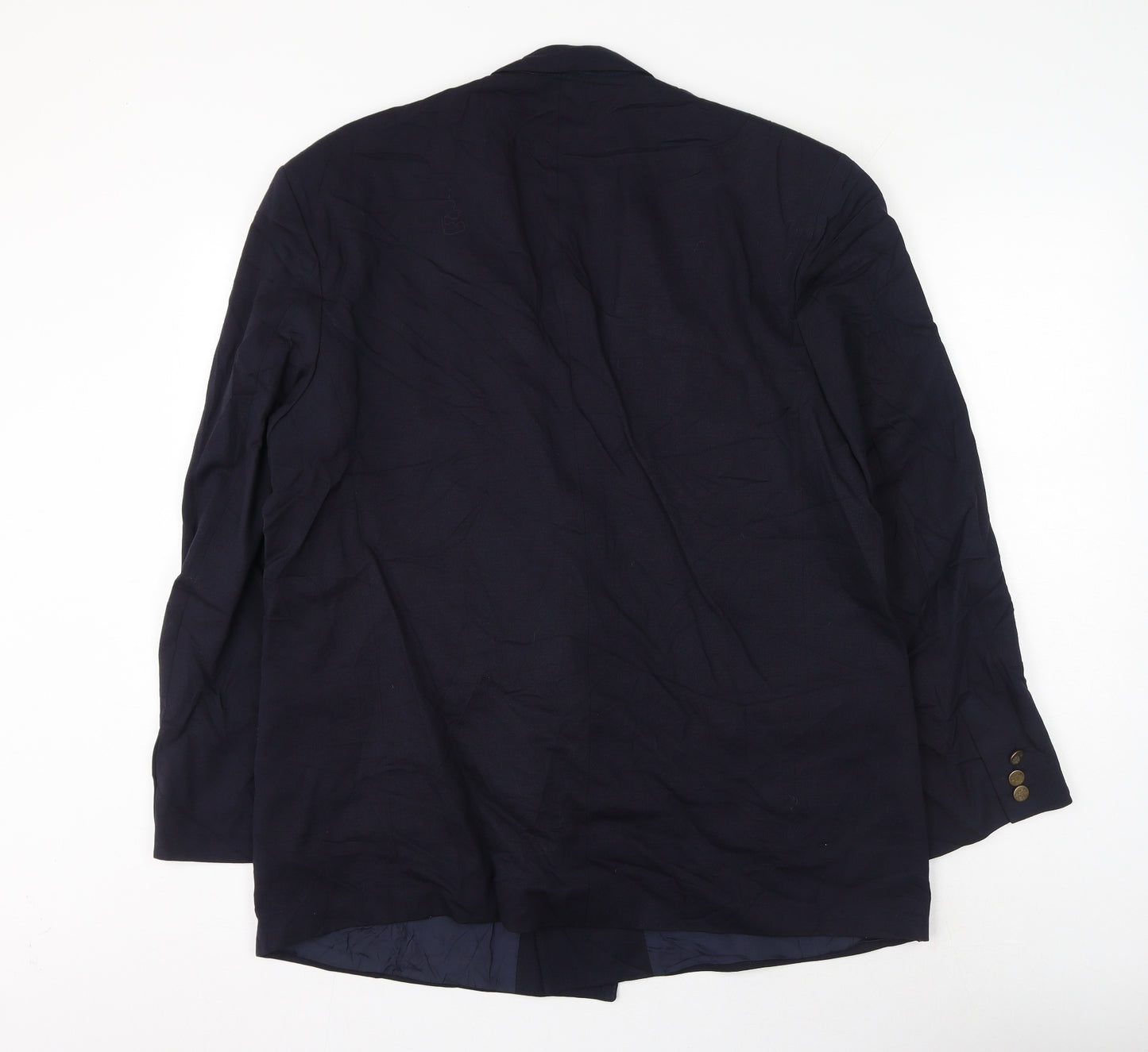 Button Hole Mens Blue Polyester Jacket Suit Jacket Size 46