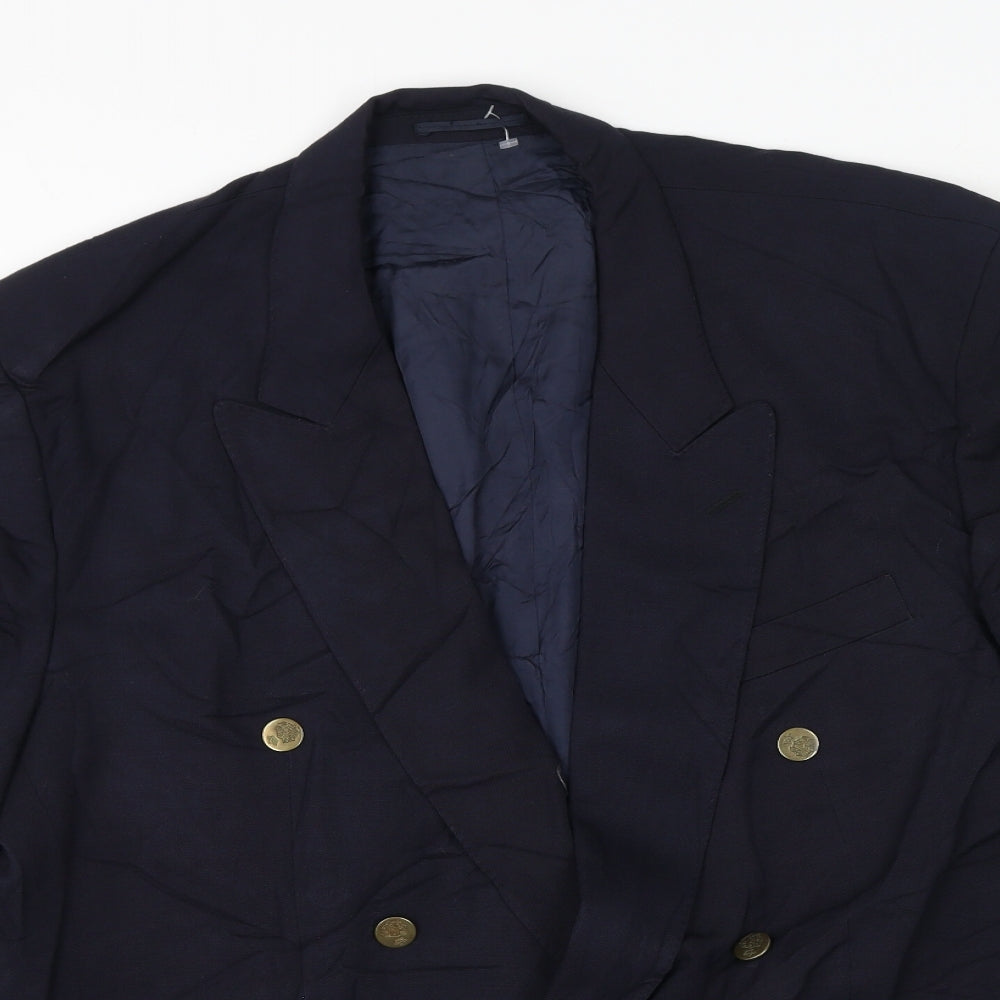 Button Hole Mens Blue Polyester Jacket Suit Jacket Size 46
