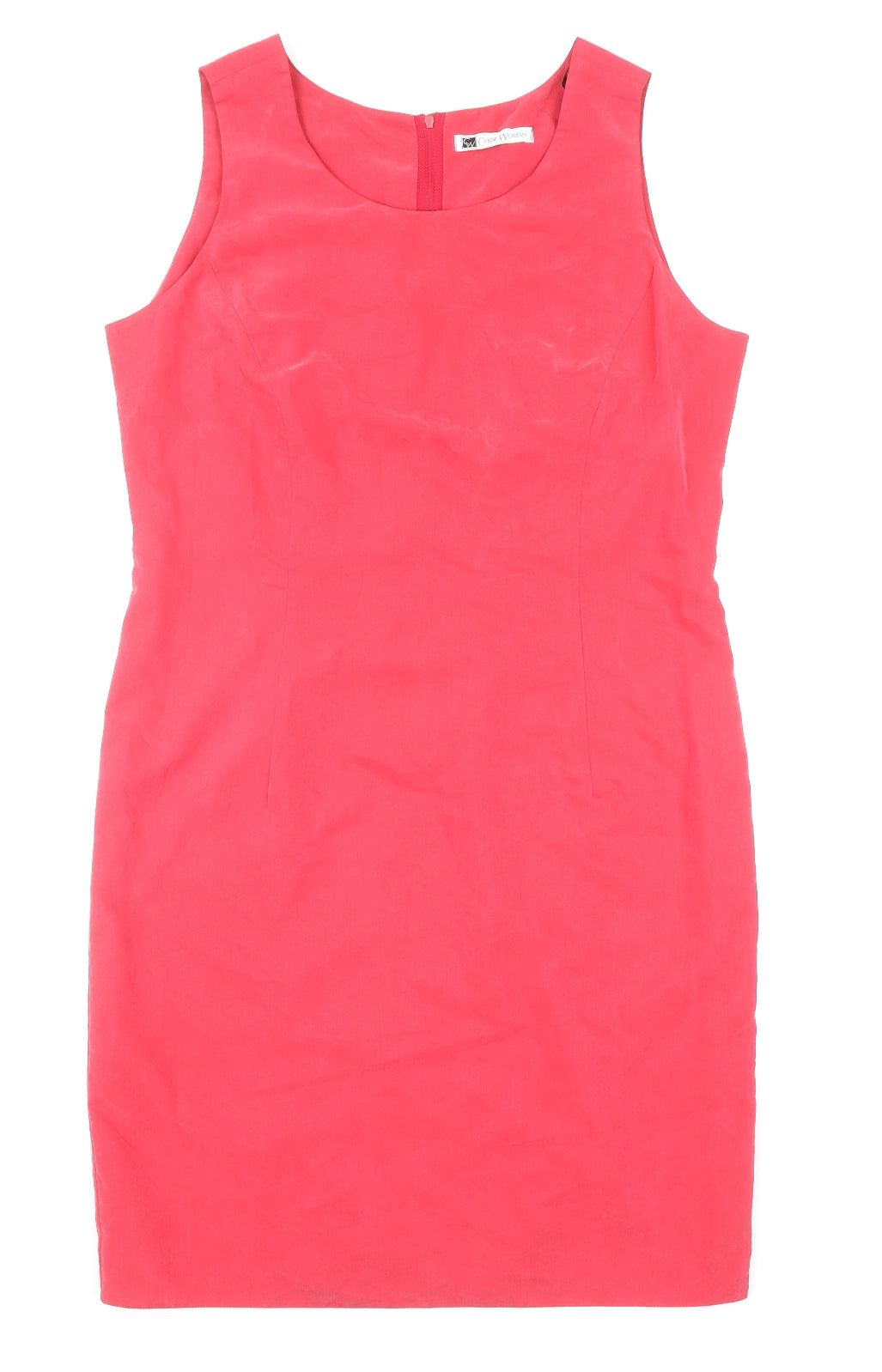 Classic Woman Womens Red Viscose Shift Size 16 Scoop Neck Zip
