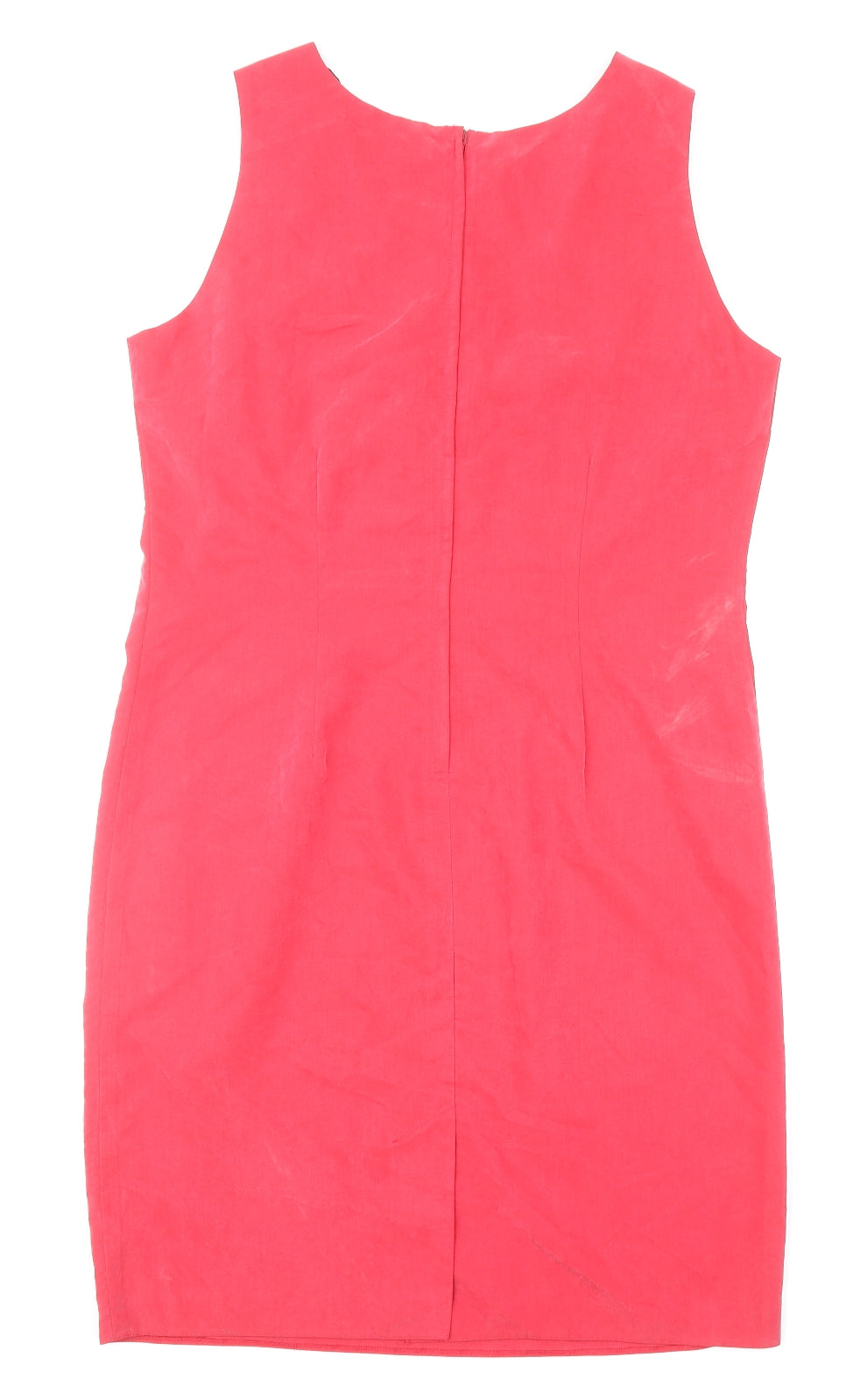Classic Woman Womens Red Viscose Shift Size 16 Scoop Neck Zip