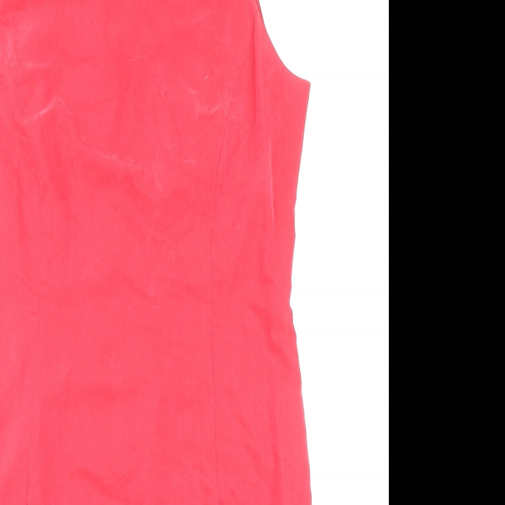 Classic Woman Womens Red Viscose Shift Size 16 Scoop Neck Zip