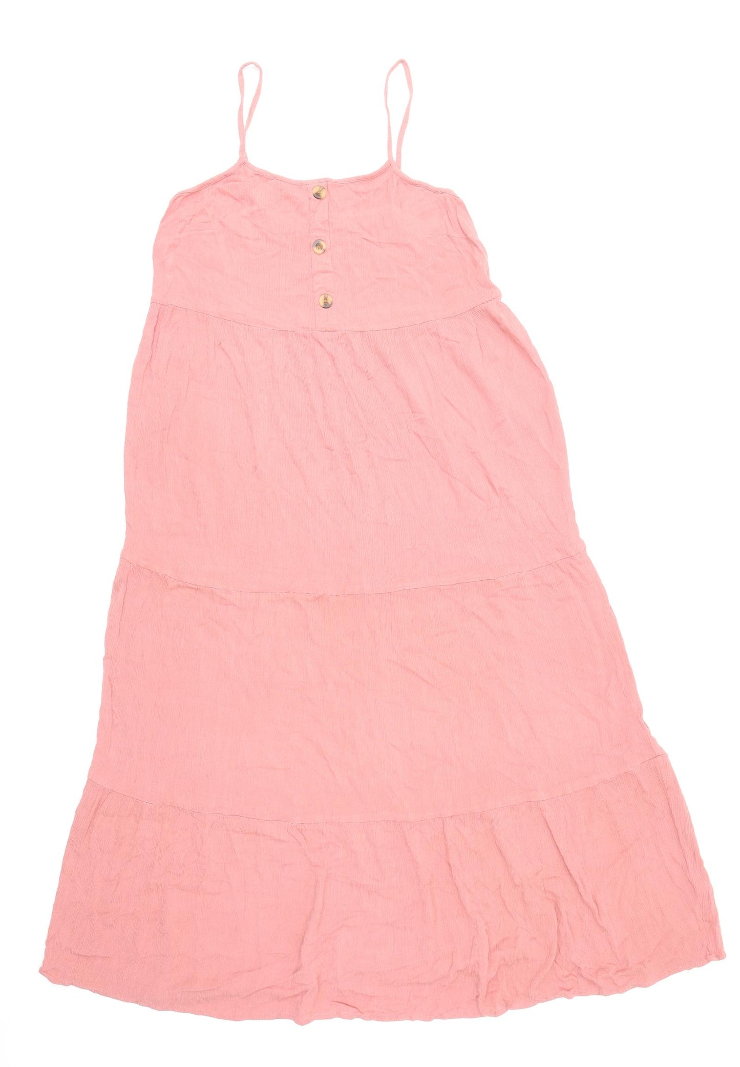 Primark Womens Pink Viscose Tank Dress Size 12 Square Neck Pullover