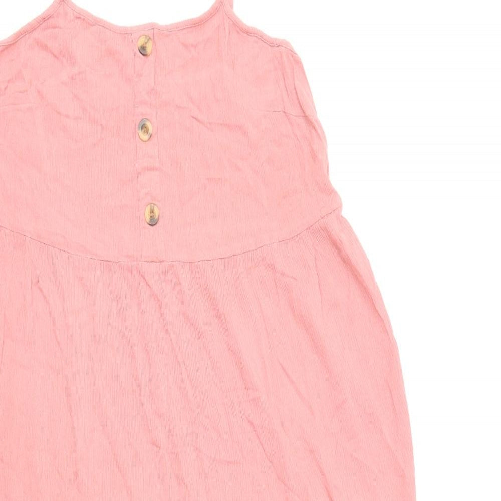 Primark Womens Pink Viscose Tank Dress Size 12 Square Neck Pullover