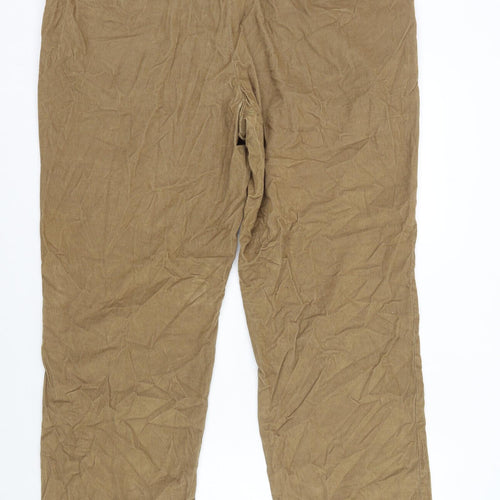 Marks and Spencer Mens Brown Cotton Trousers Size XL L28 in Regular Zip
