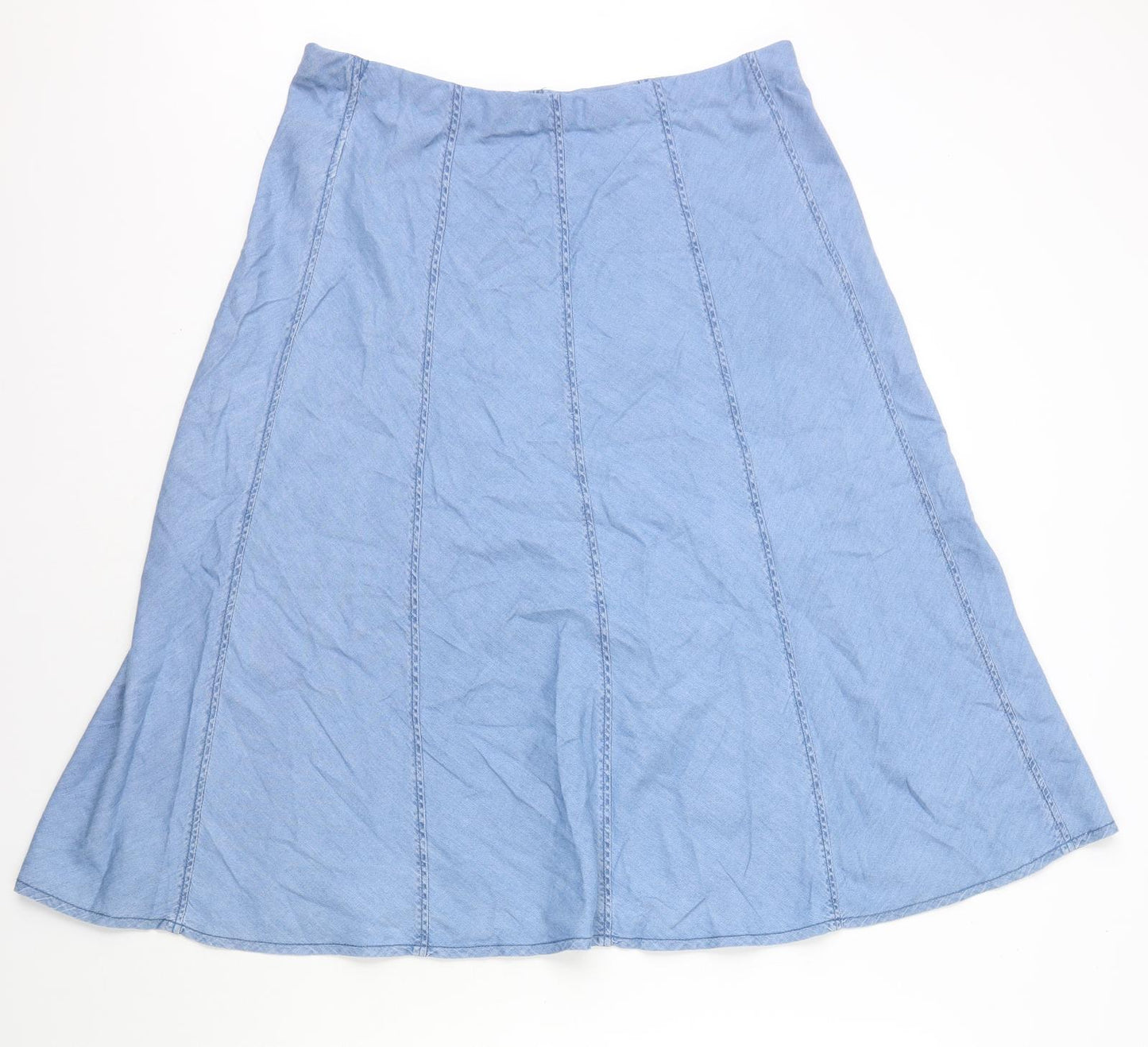 Matalan Womens Blue Cotton A-Line Skirt Size 14