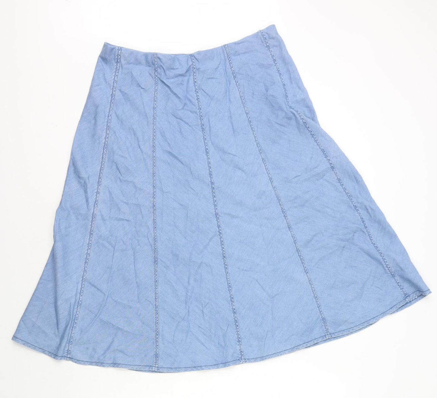 Matalan Womens Blue Cotton A-Line Skirt Size 14