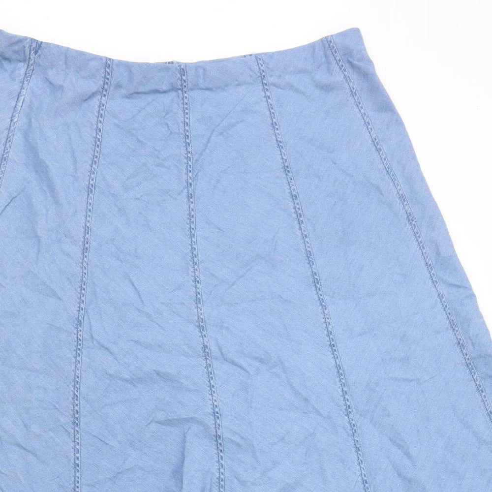 Matalan Womens Blue Cotton A-Line Skirt Size 14