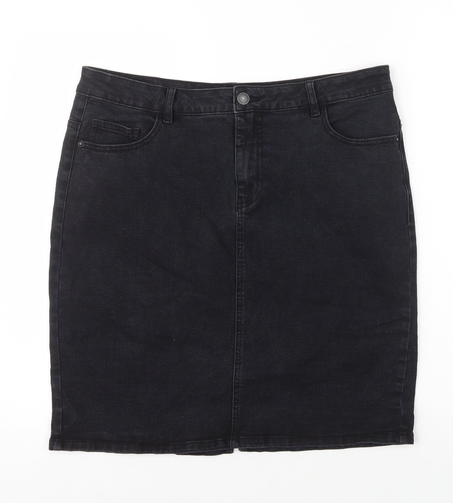 VERO MODA Womens Black Cotton Straight & Pencil Skirt Size 16 Zip