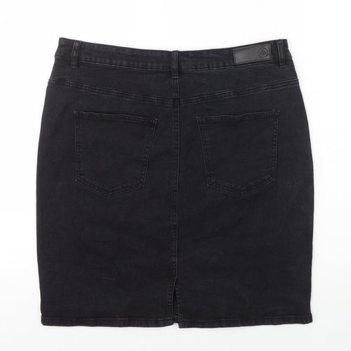 VERO MODA Womens Black Cotton Straight & Pencil Skirt Size 16 Zip