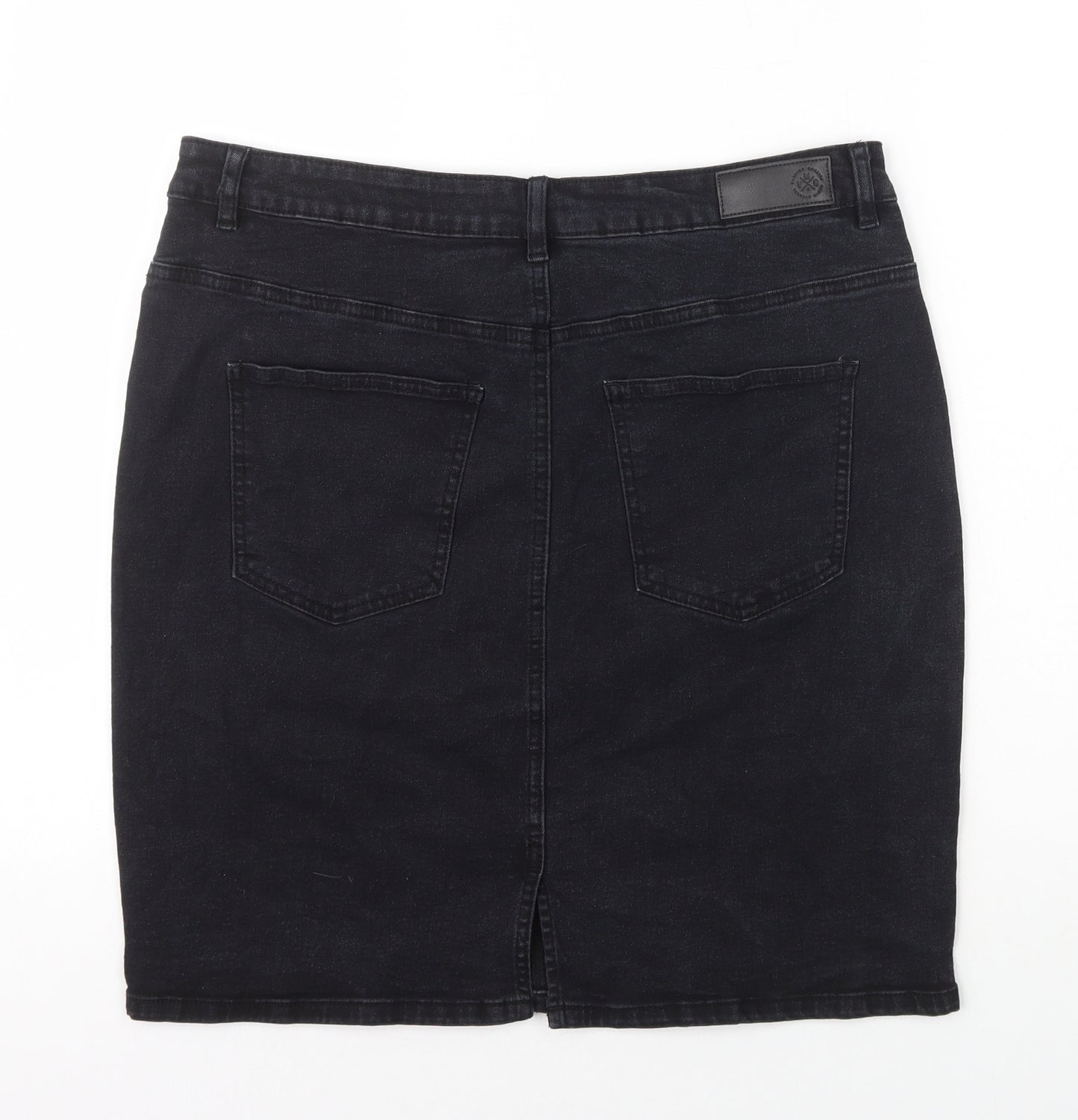 VERO MODA Womens Black Cotton Straight & Pencil Skirt Size 16 Zip