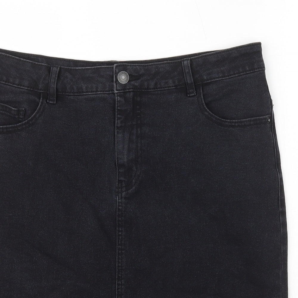 VERO MODA Womens Black Cotton Straight & Pencil Skirt Size 16 Zip