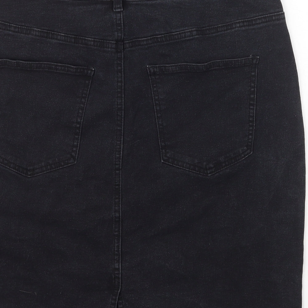 VERO MODA Womens Black Cotton Straight & Pencil Skirt Size 16 Zip