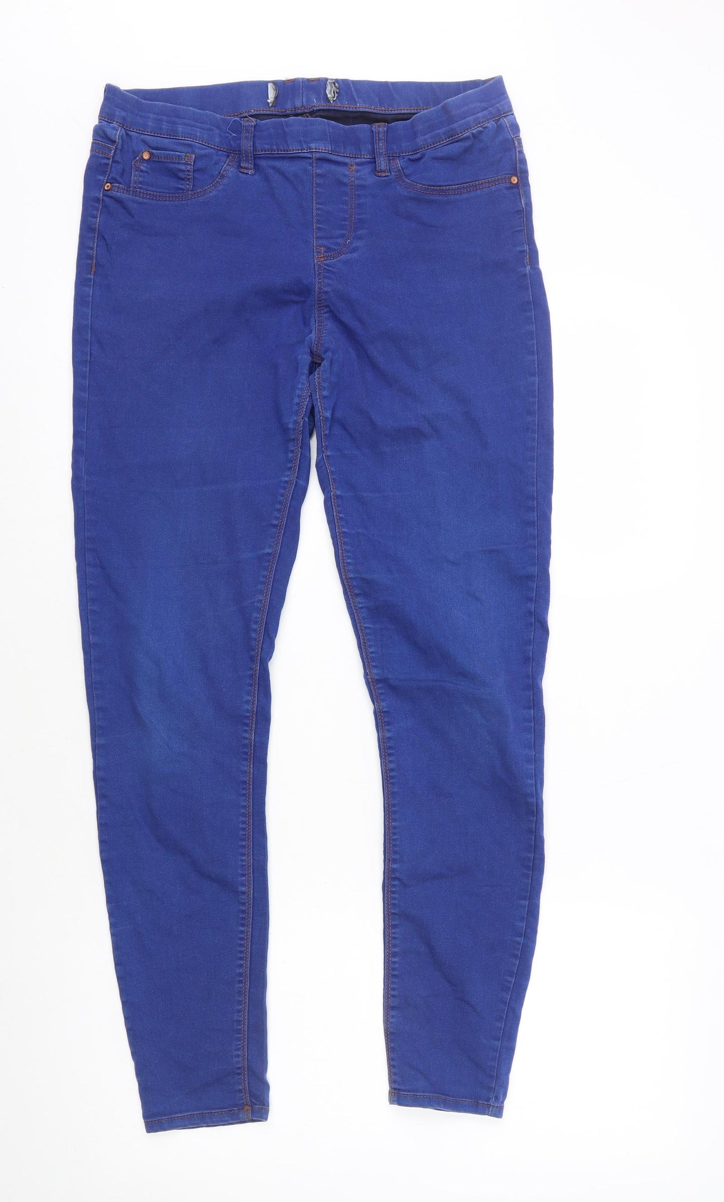 New Look Womens Blue Cotton Jegging Leggings Size 12 L28 in