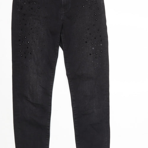 Marks and Spencer Womens Black Cotton Skinny Jeans Size 8 L26 in Regular Zip