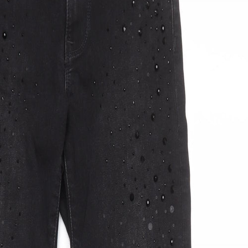 Marks and Spencer Womens Black Cotton Skinny Jeans Size 8 L26 in Regular Zip
