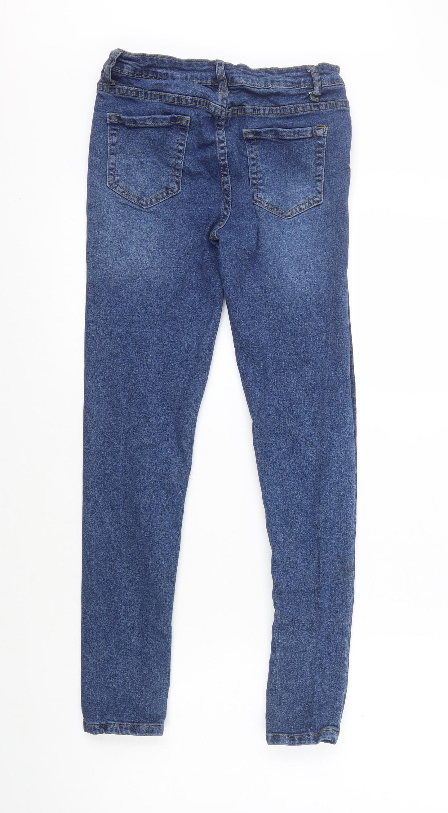 SheIn Girls Blue Cotton Skinny Jeans Size 13 Years L26 in Regular Zip