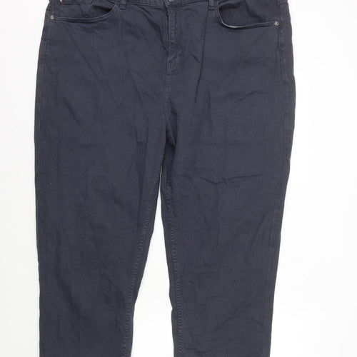 Fat Face Womens Grey Cotton Cropped Jeans Size 22 L23 in Regular Zip