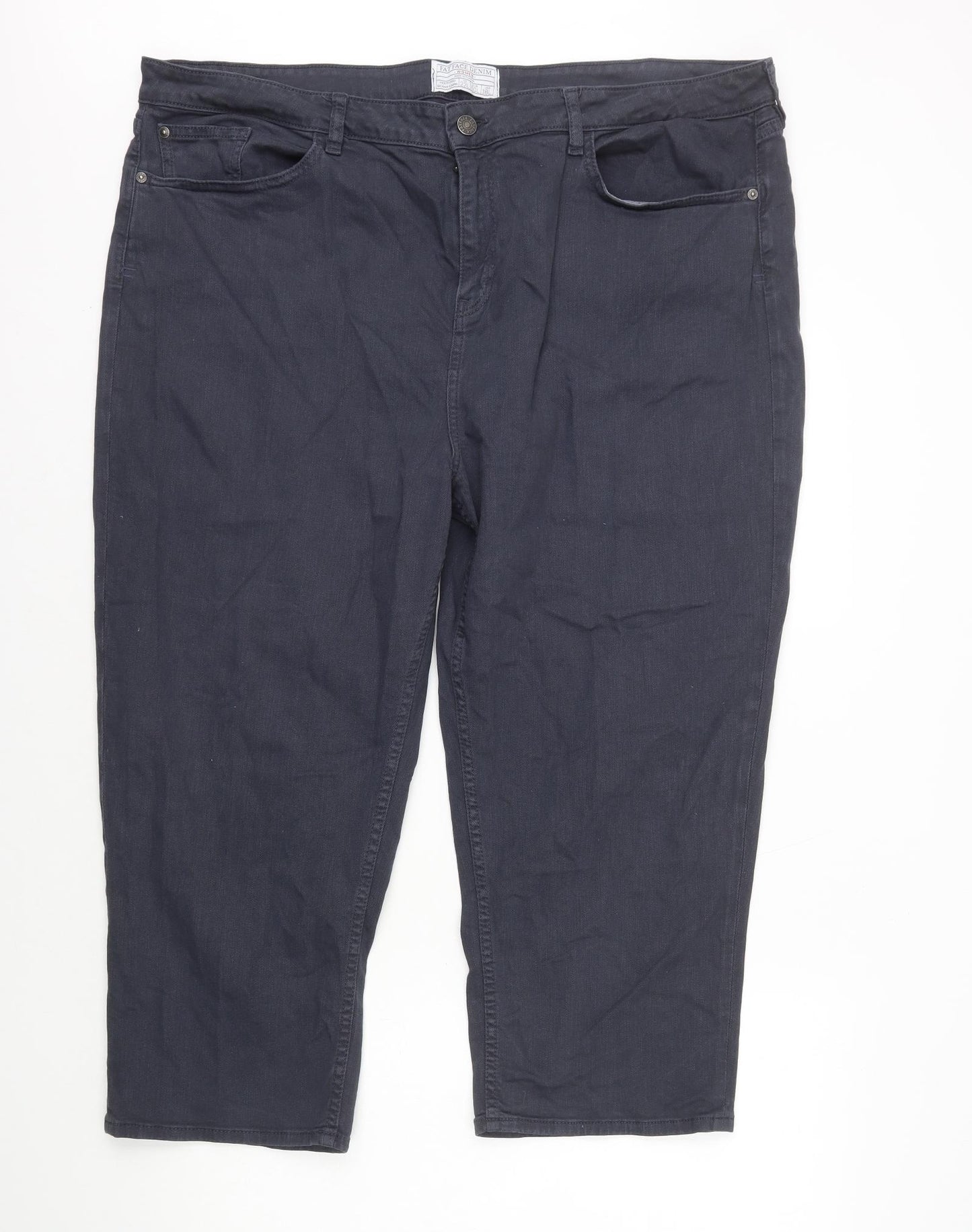 Fat Face Womens Grey Cotton Cropped Jeans Size 22 L23 in Regular Zip