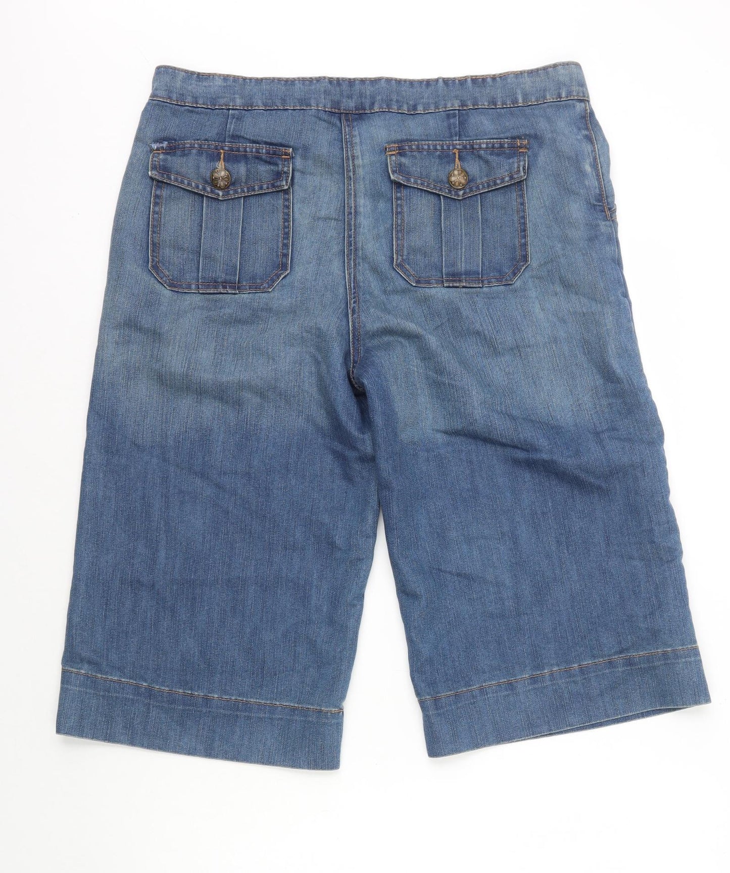 Falmer Womens Blue Cotton Bermuda Shorts Size 14 L16 in Regular Zip