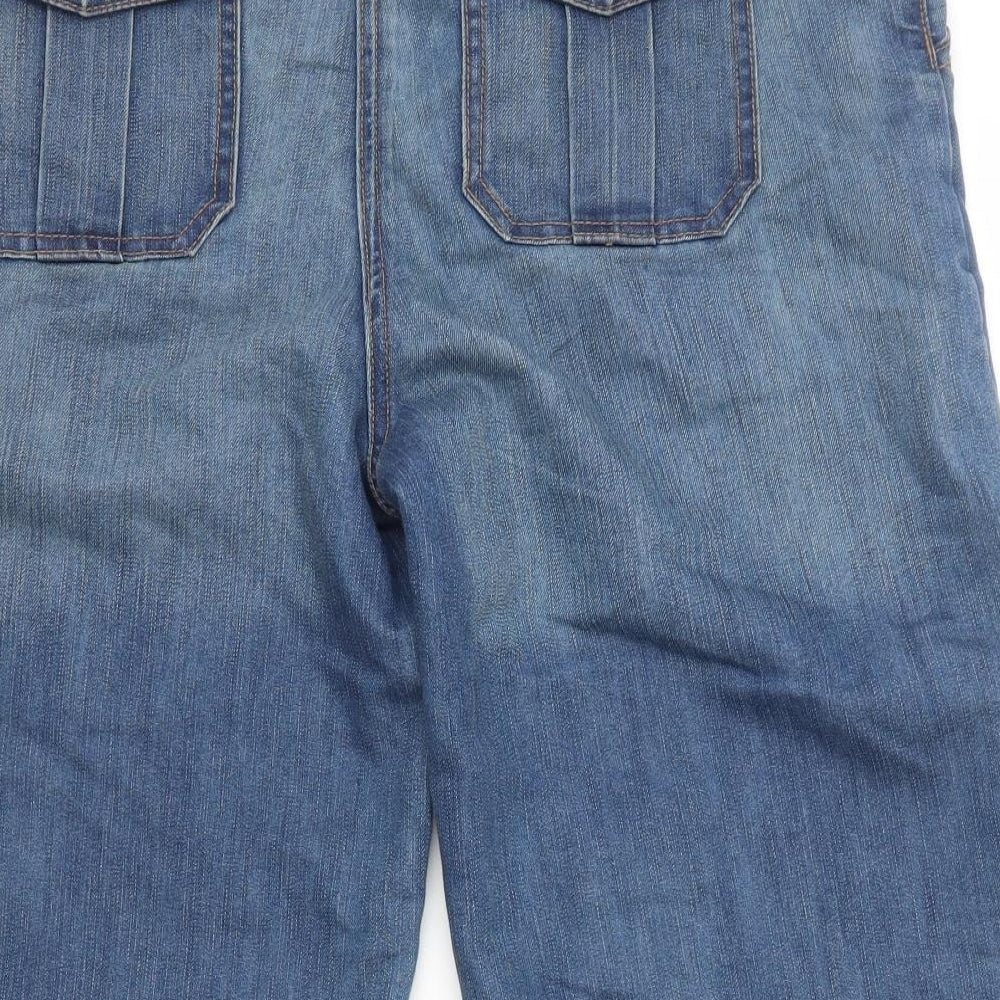 Falmer Womens Blue Cotton Bermuda Shorts Size 14 L16 in Regular Zip