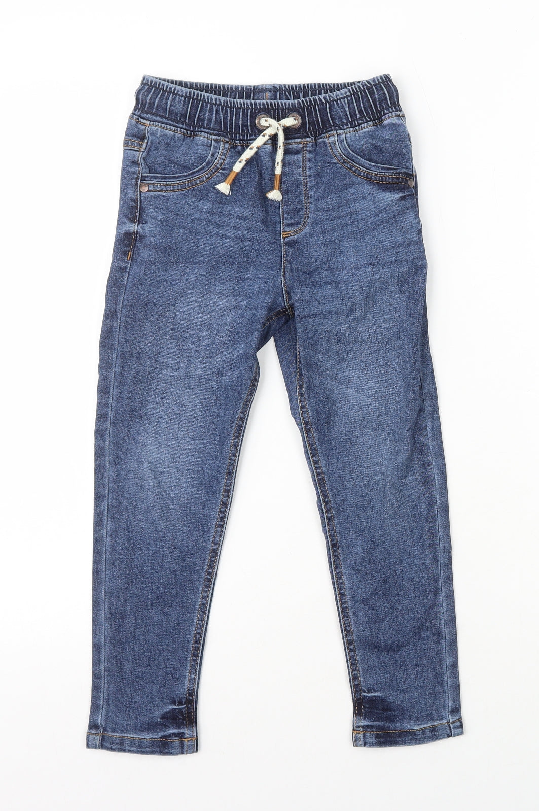 George Boys Blue Cotton Skinny Jeans Size 4-5 Years Regular Drawstring