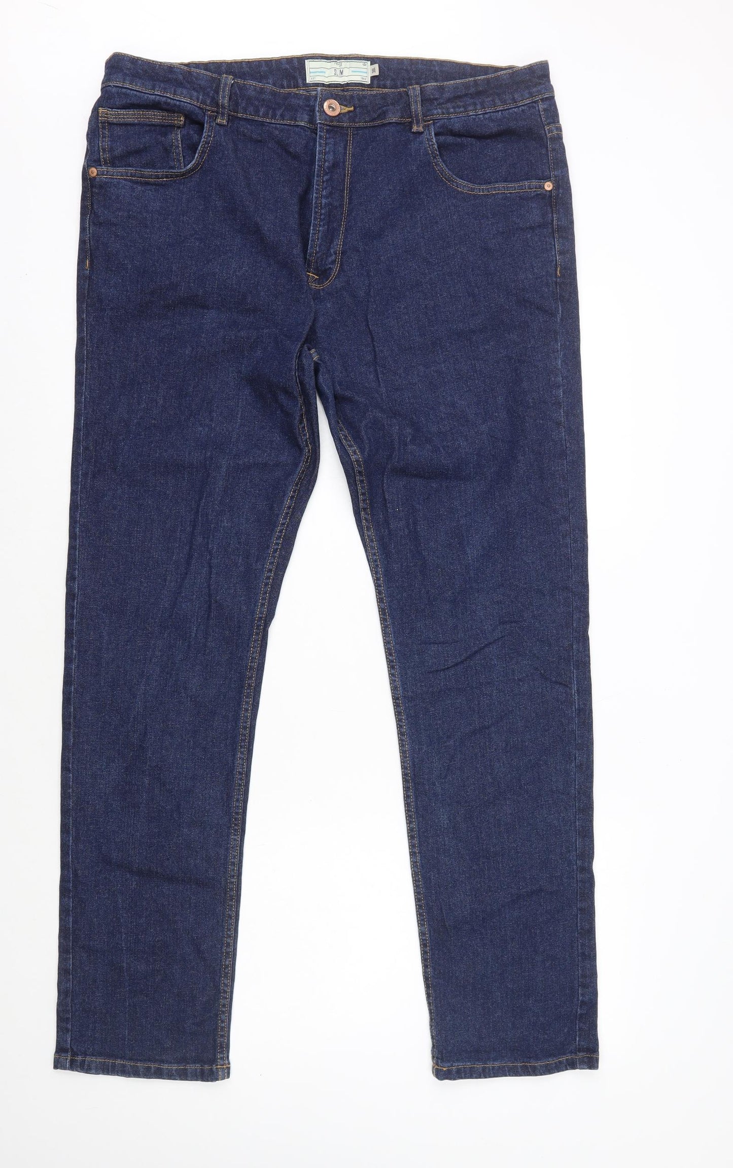 NEXT Mens Blue Cotton Straight Jeans Size XL L31 in Regular Zip